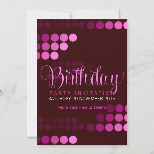 Trendy Funky Pink Party Birthday Invitation 5x7