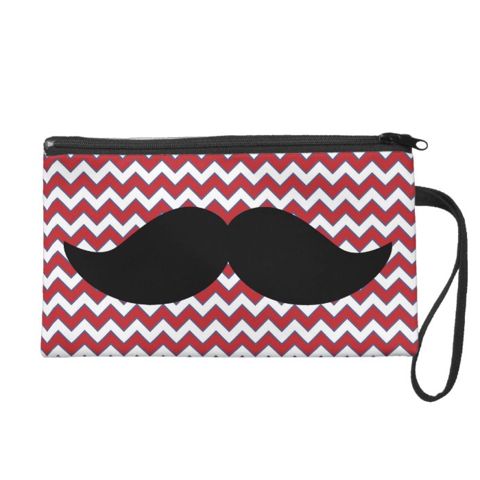 Trendy Funny Black Handlebar Mustache, Zigzag Back Wristlets