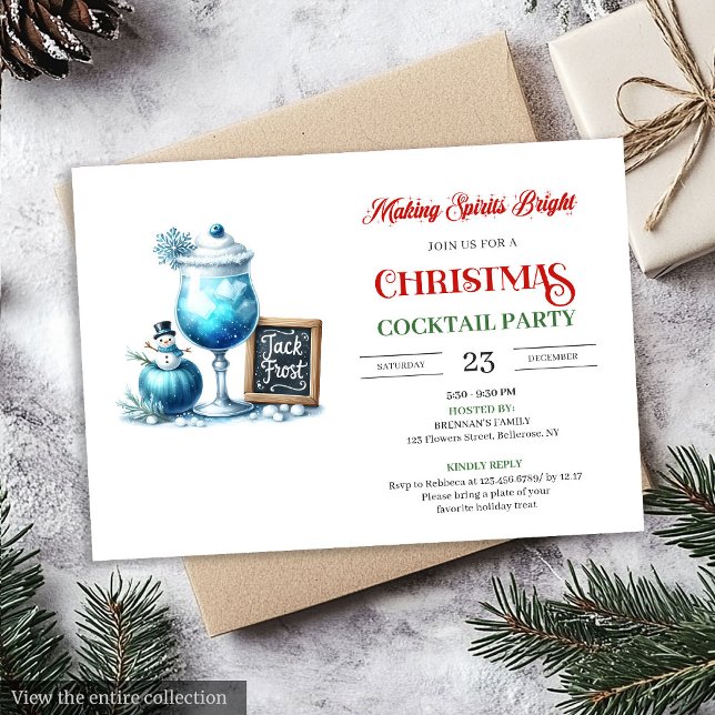 Trendy Funny Cocktails Party red green celebration Invitation (Trendy Funny Cocktails Party red green celebration Invitation)