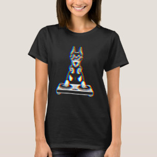 Trendy Funny Doberman Pinscher DJ Glitch Rave EDM T-Shirt