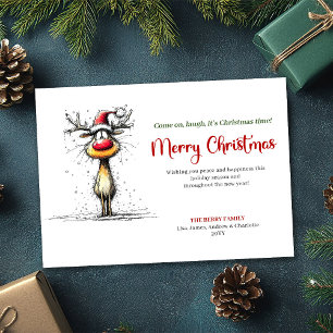 Trendy Funny Reindeer Christmas Greeting Card