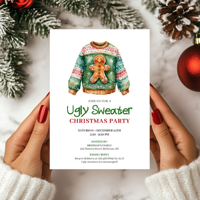 Trendy Funny Ugly Sweater Holiday Card Design (Trendy Funny Ugly Sweater Holiday Card Design)
