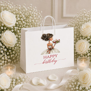 Trendy Funny Woman Deep Red Script Birthday gift Large Gift Bag