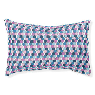 Trendy Futuristic City Blue and Pink Hex Pattern Pet Bed