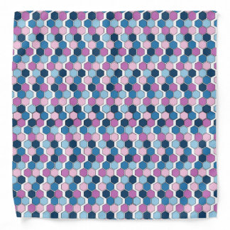 Trendy Futuristic Twilight Blue Pink Hex Pattern Bandana