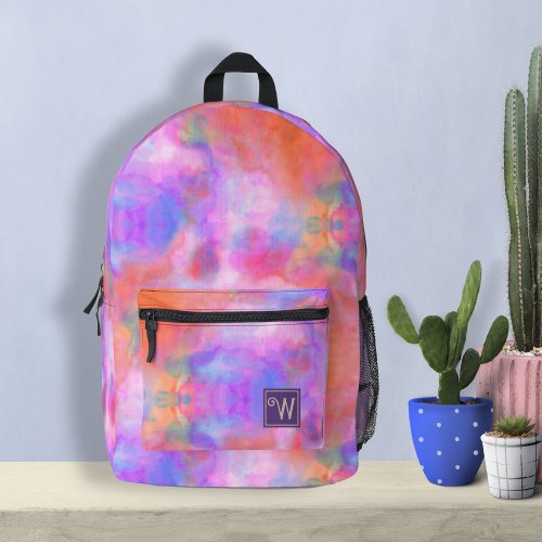 Trendy Galaxy Pink Orange Purple Tie Dye Pattern Printed Backpack