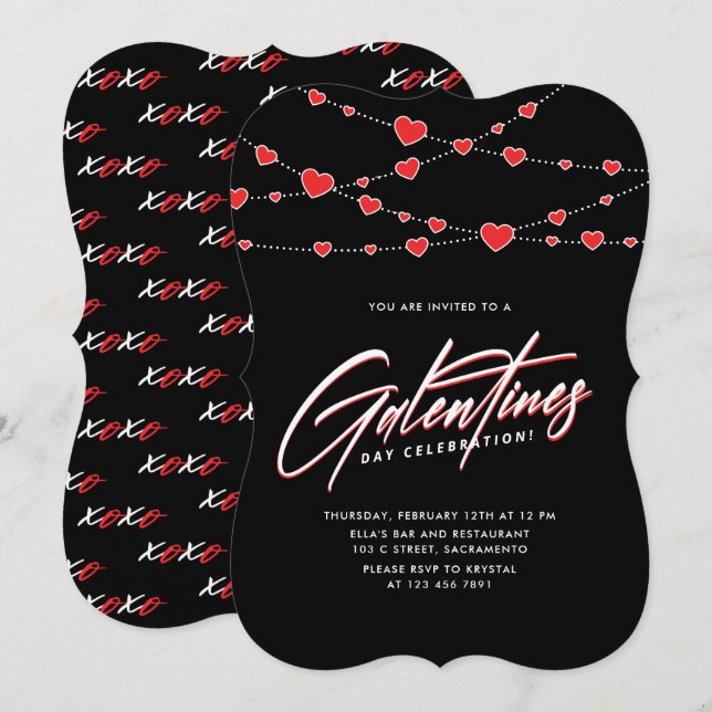 Trendy Galentine's Day Party Invitation (Front/Back)