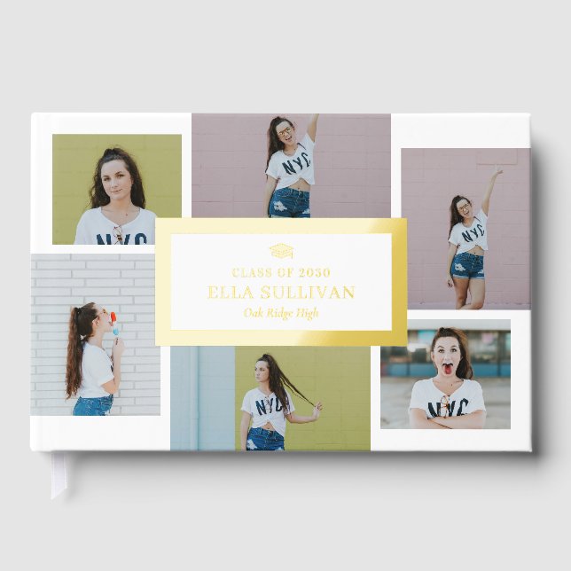 Trendy Gallery Foil Photo Graduation Guest Book (Front)