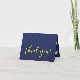 TRENDY GAMING Bar Mitzvah navy blue lime Thank You Card