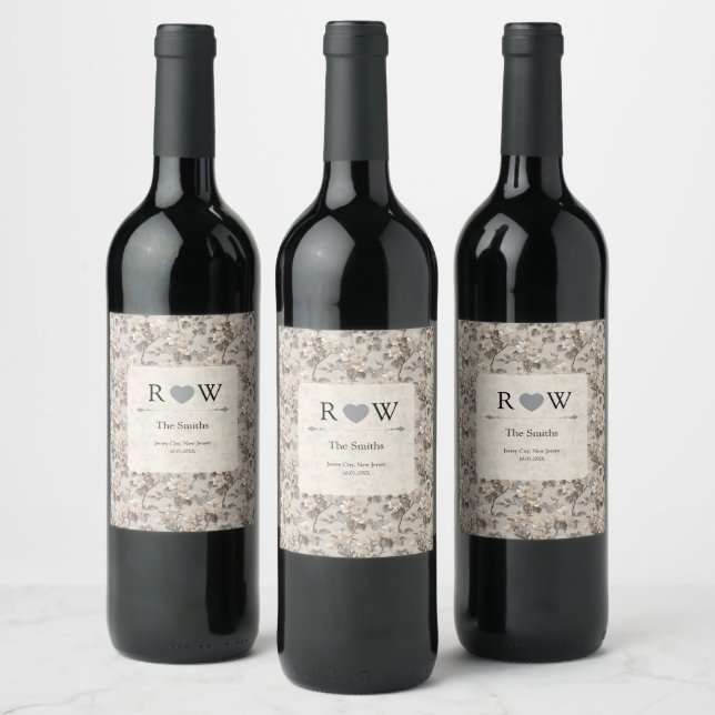 Trendy Gardenias Themed Boho Wedding Wine Label (Bottles)