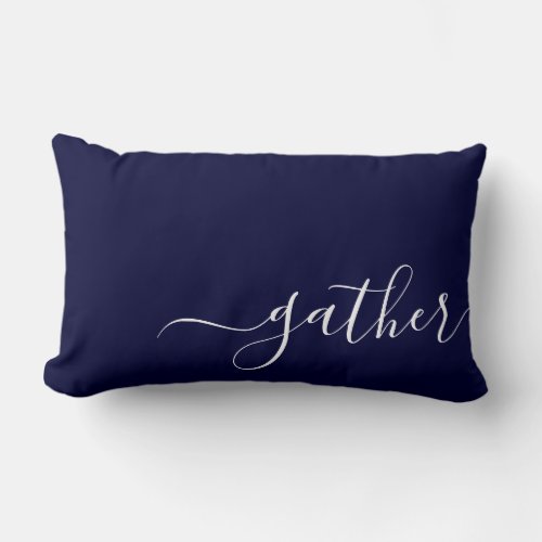Trendy Gather Navy Blue Company Logo Client Gift Lumbar Pillow
