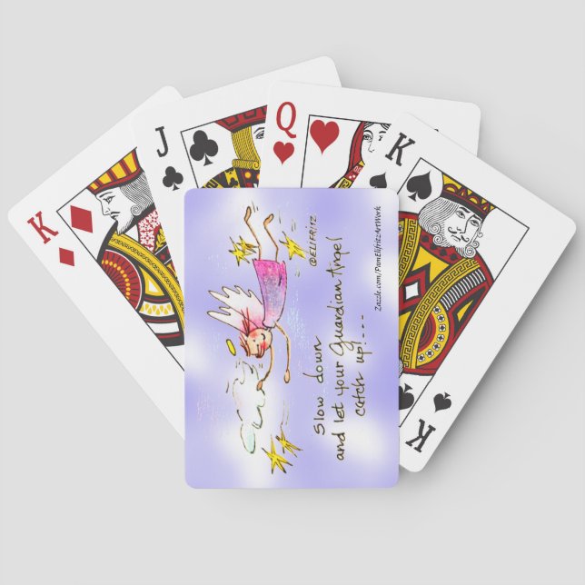 Trendy Gentle Angel Says "Slow Down" Poker Cards (Back)