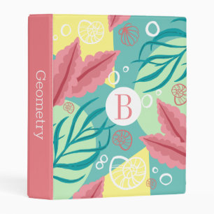 Trendy Geo Nautical Seashells Seaweed Monogram Mini Binder
