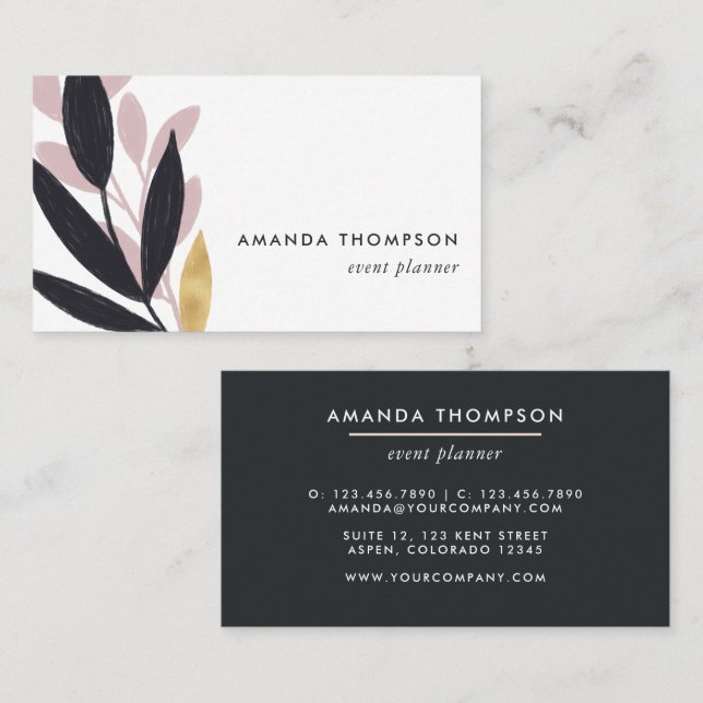 Trendy Geometric Brush Strokes Business Card (Front/Back)