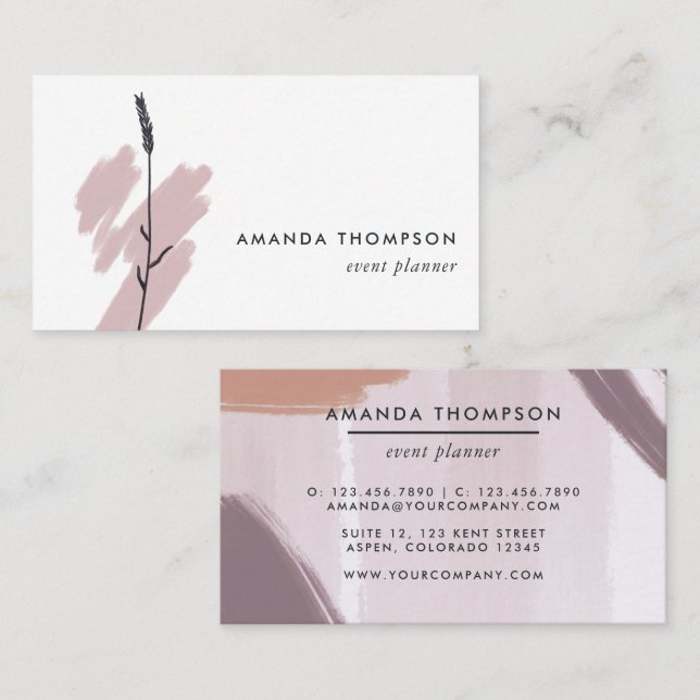Trendy Geometric Brush Strokes Business Card (Front/Back)