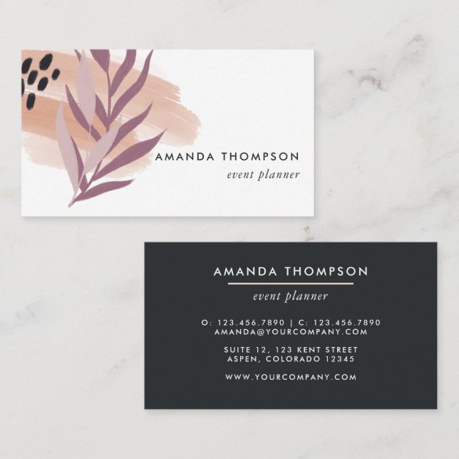Trendy Geometric Brush Strokes Business Card (Front/Back)