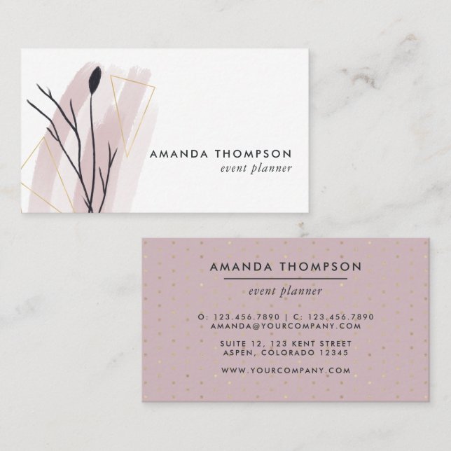 Trendy Geometric Brush Strokes Collage Business Ca Card (Front/Back)