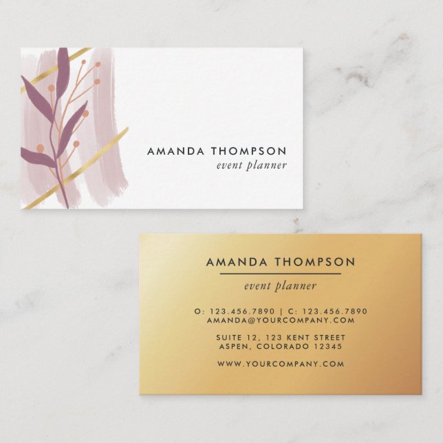 Trendy Geometric Brush Strokes Collage Business Ca Card (Front/Back)