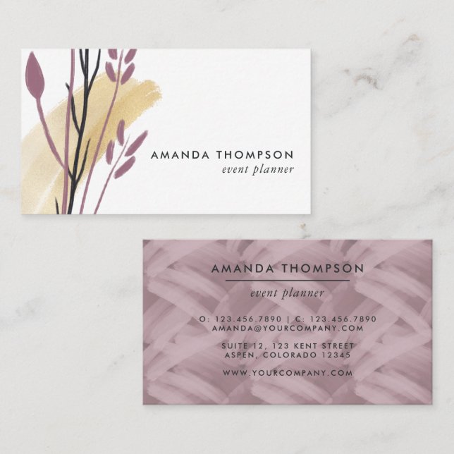 Trendy Geometric Brush Strokes Collage Business Card (Front/Back)