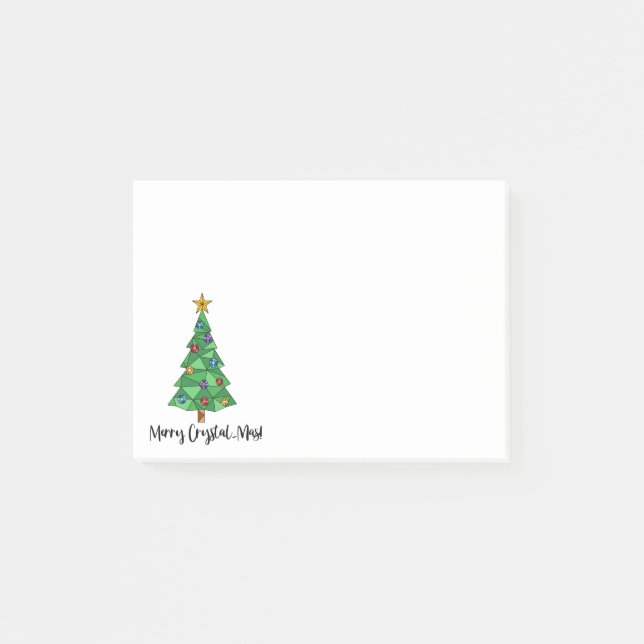 Trendy Geometric Colorful Tree Merry Christmas Post-it Notes (Front)