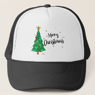 Trendy Geometric Colorful Tree Merry Christmas Trucker Hat