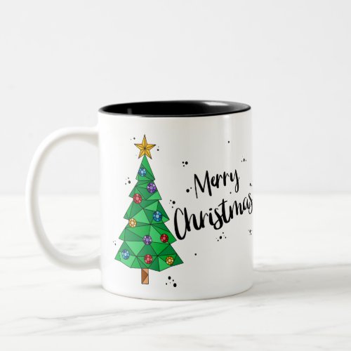 Trendy Geometric Colorful Tree Merry Christmas Two_Tone Coffee Mug