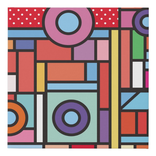 Trendy geometric elements memphis design. Retro st Faux Canvas Print (Front)
