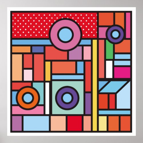 Trendy geometric elements memphis design Retro st Poster