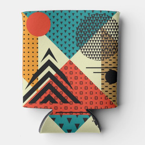 Trendy Geometric Elements Retro Style Can Cooler