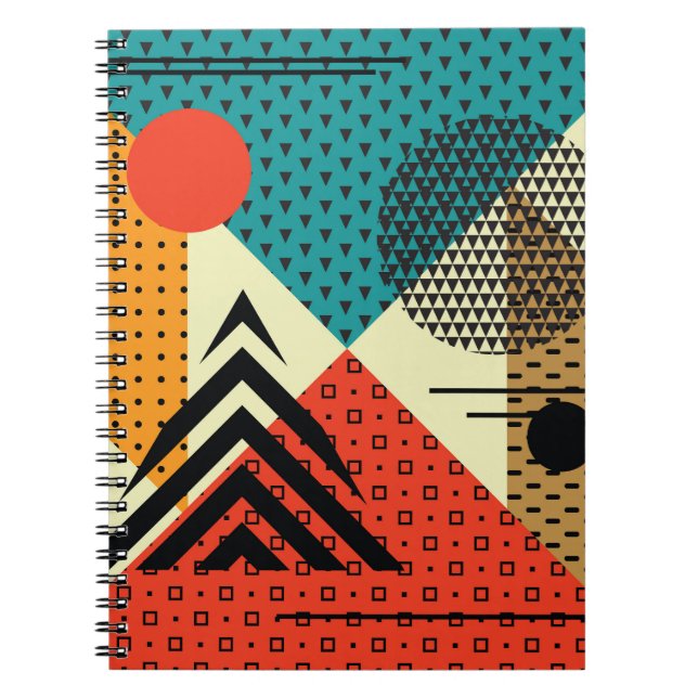 Trendy Geometric Elements, Retro Style. Notebook (Front)