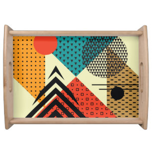 Trendy Geometric Elements, Retro Style. Serving Tray
