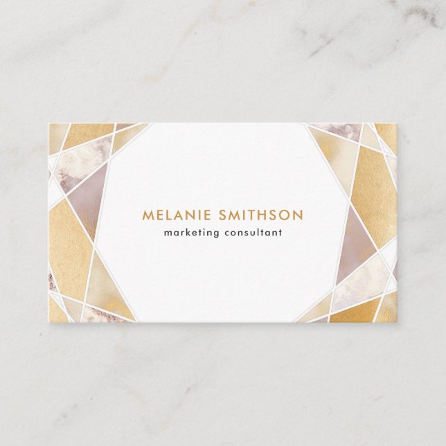 Trendy Geometric faux gold marble creative Business Card (Front)