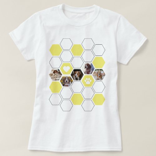 Trendy Geometric I Love My Dog Heart Yellow Photos T_Shirt