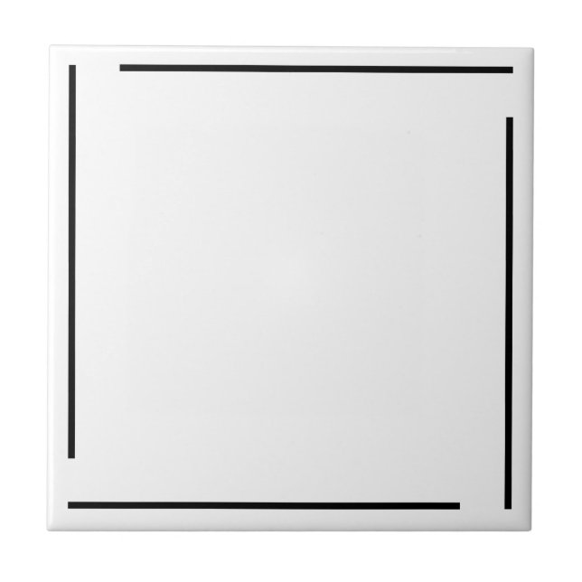 Trendy Geometric Minimalist Black And White Ceramic Tile (Front)