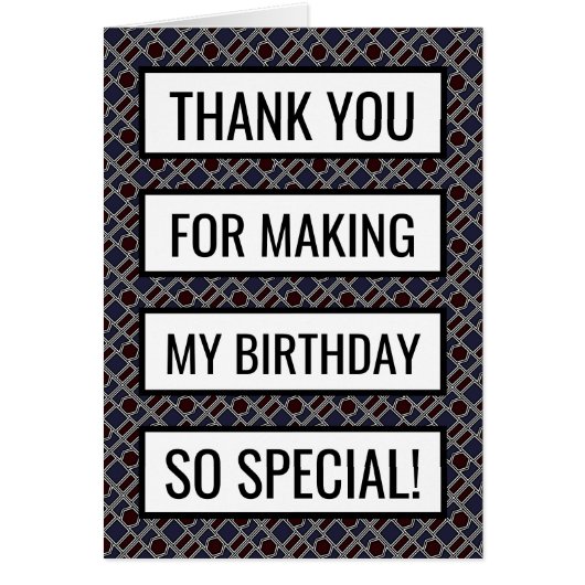 Trendy Geometric Pattern, Birthday Thank You Cards (Front)