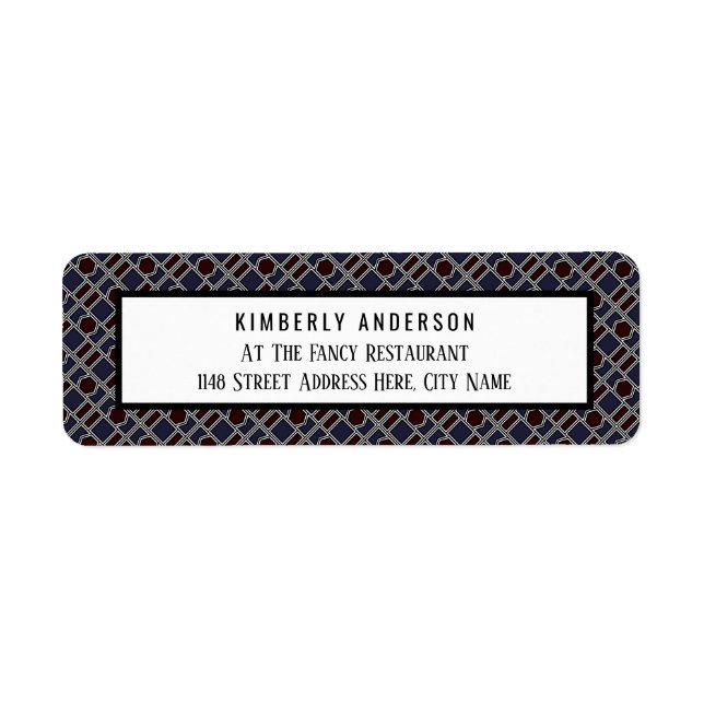 Trendy Geometric Pattern, Modern Birthday Party Label (Front)