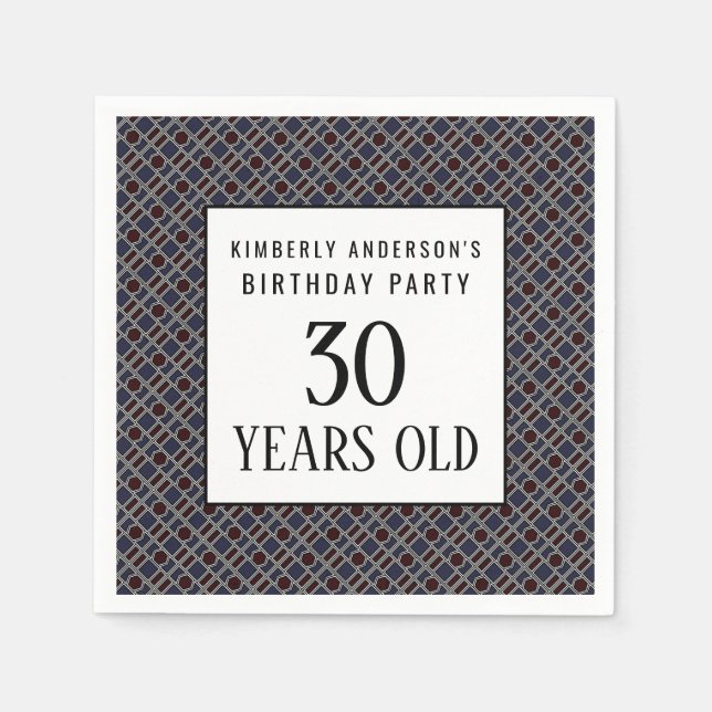 Trendy Geometric Pattern, Modern Birthday Party Napkins (Front)