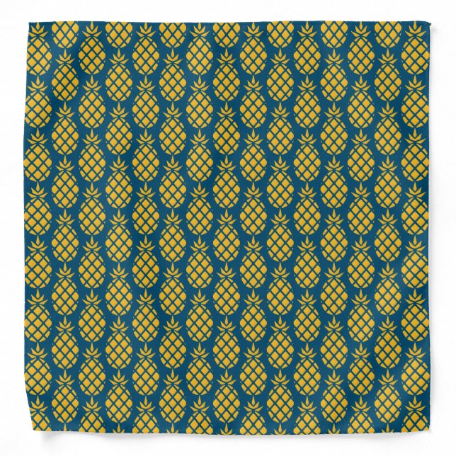 Trendy Geometric Pineapple Pattern on Blue Bandana (Front)