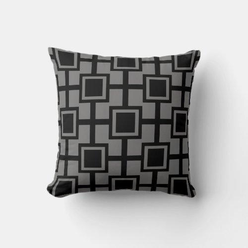 Trendy Geometric Squares Grid  grey Throw Pillow