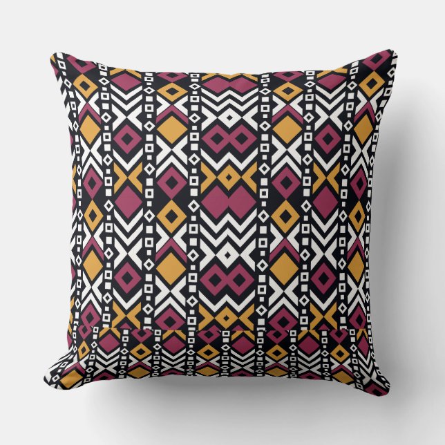 Trendy geometrical colorful blocks throw pillow (Front)