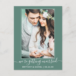Trendy Getting Married Green Save The Date Postcard