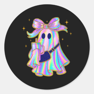 Trendy Ghost Shirt Coffee Tumbler Pastel Halloween Classic Round Sticker