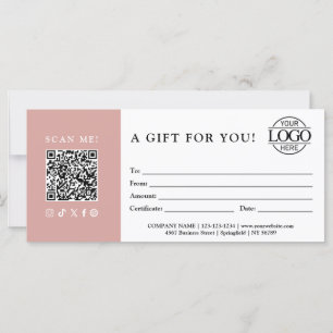 Trendy Gift Certificate Business Logo & QR Code