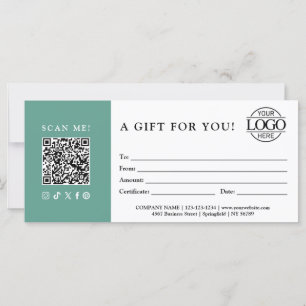Trendy Gift Certificate Business Logo & QR Code