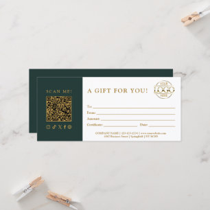 Trendy Gift Certificate Business Logo & QR Code