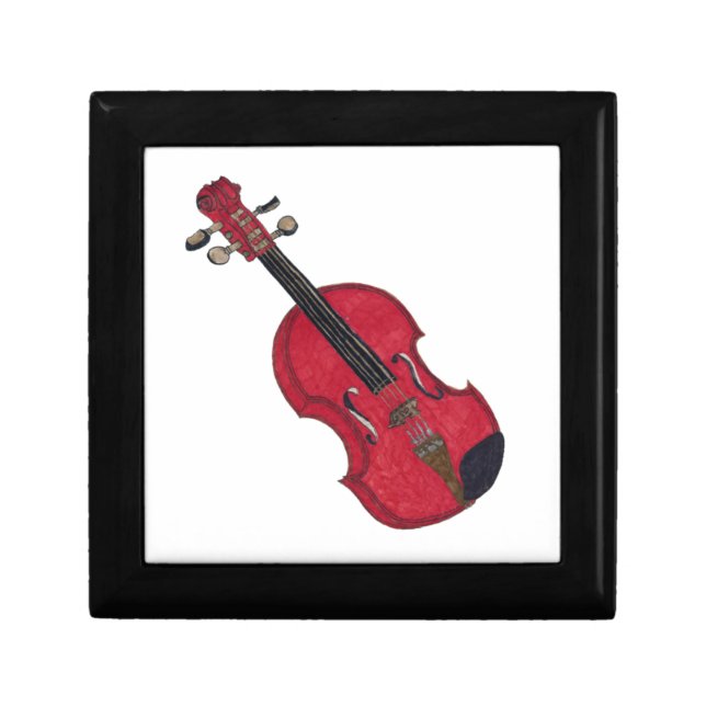 Trendy gift illustration drawing cool red violin  box (Front)