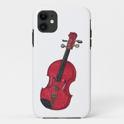 Trendy gift illustration drawing cool red violin  iPhone 11 case