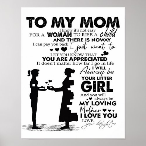 Trendy Gift  Letter To My Mom  Poster