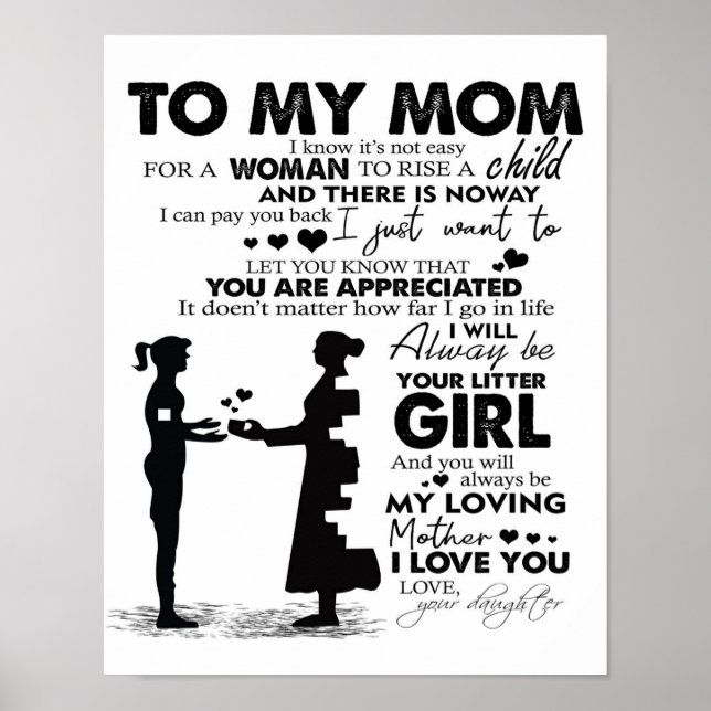 Trendy Gift | Letter To My Mom | Poster (Front)