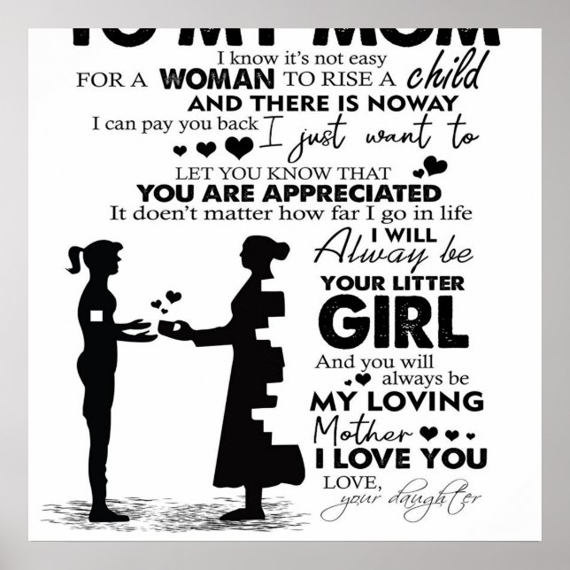 Trendy Gift | Letter To My Mom | Poster (Front)